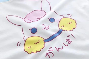 Japonijos Mori girl Anime cartoon t-shirt moterų 2018 m. vasaros naują moterų spausdinimo patchworks trumpas rankovėmis su gobtuvu-kaklo t-shirt L202