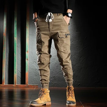 Japonų Mados Atsitiktinis Poilsiu Džinsai Vyrų Derliaus Dizaineris Multi Kišenės Palaidi Tinka Haremo Kelnės Streetwear Hip-Hop Krovinių Kelnės