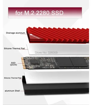 Jonsbo M2-3 M. 2280 2 SSD Kietąjį Diską, Aliumininiai Šilumos Kriaukle su Šiluminę Pagalvėlę KOMPIUTERIO Kompiuterio aušinimo sistemos priedai