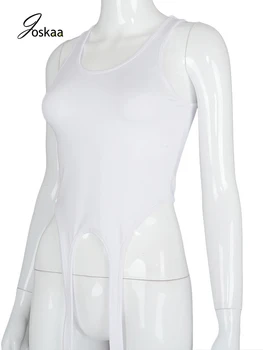 Joskaa Y2k Moterų Rudenį Baltas Tankai Kietas Rankovių U Kaklo Irrigular Seksualus Topwear Moterų Atsitiktinis Fitneso Klubo Marškinėlius Loungewear
