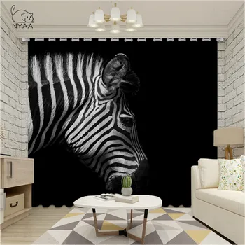 Juoda Balta Zebra Foto Užuolaidos 3D, Miegamojo Spausdinti Užuolaidos Valgomasis Pasiruošę Namų Užuolaidų Miegamojo, Vaikų Micro-Shading