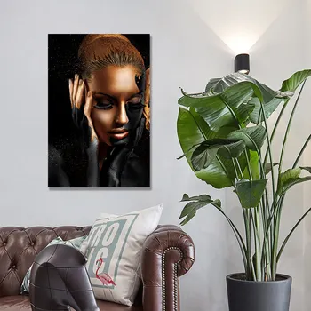 Juodojo Aukso Afrikos Nuogas Moteris, Aliejus, Tapyba Ant Drobės Meno Plakatų, piešinių ir Spaudinių Skandinavijos Sienos Nuotraukas Kambarį Neįrėminti
