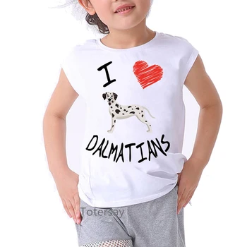 Juokinga Dalmatijos šunys gyvūnų spausdinti mergaičių marškinėliai kawaii vaikams drabužių harajuku kawaii marškinėlius camisetas white t-shirt streetwear