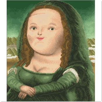 Juokinga Mona Lisa smile kryželiu paketo 18ct 14ct 11ct baltos spalvos audiniu žmonių, moteris rinkinys siuvinėjimui 