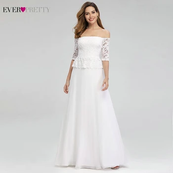 Kada Nors Gana Iliuzija Balto Vestuvių Suknelės Nuo Peties-Line Užtrauktukas Elegantiškas Nėrinių Nuotakos Suknelės, Vestidos De Novia 2020 M.