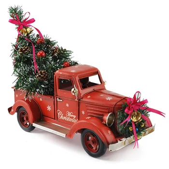 Kalėdų Sunkvežimių Naujųjų Metų Dovana Vaikui Gimtadienio Stalo Dekoro Kaimiškas Namų Kalėdų Papuošalai Metalo Automobilio Modelį