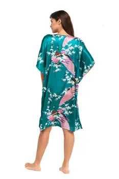 Karšto Pardavimo Drak Žalia Moterų Viskozė Skraiste Suknelė Suknelė Kinijos Nacionalinis Sleepwear Nightshirt Gėlių&Povas Kimono Vienas Dydis Z161901