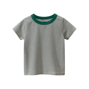 Karšto Pardavimo mergaitės berniukai Kūdikių marškinėliai Aukštos Kokybės Mada Vaikams juostele vientisos spalvos Atsitiktinis O-kaklo trumpomis Rankovėmis Medvilnės Vaikiški marškinėliai