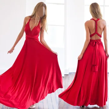 Karštą vasaros suknelė suknelė graži raudona ilga maxi suknelė moterims seksualus V-kaklo wrap aplink dizainas skraiste longue femme