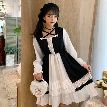 Kawaii Japanese Lolita dress minkštas sesuo saldus kasdien grybelio mergina trumparankoviai studentų vasaros banga suknelė