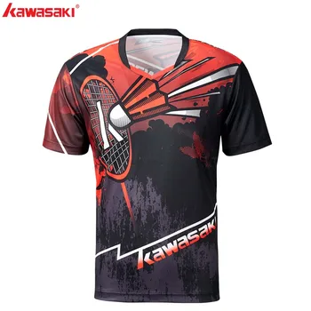 Kawasaki 2019 Naujas stilius Badmintono Sporto Kvėpuojantis Vyrų Shirt V-Kaklo Badmintono Šortai, marškinėliai Vyrams ST-S1105