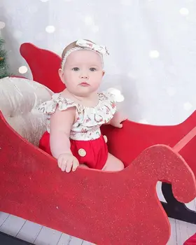 Kid Baby Girl Kalėdų Rankovių Mielas Sesuo Derinti Drabužius Rankovių Pynimas Romper Nėrinių Suknelė Elnias Spausdinimo Komplektai