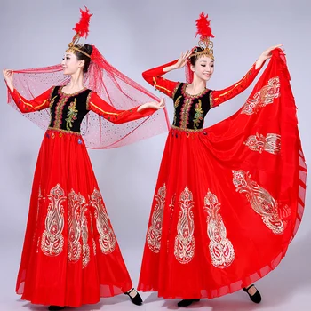 Kinija Šokių Drabužiai Moteris Rodyti drabužiai Pradėti Šokti Bus Sijonas Švytuoklės Uygur Etninės Grupės Suknelė Praktikos Sijonas Tautos Šokis