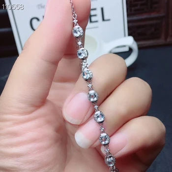 KJJEAXCMY fine jewelry natūralus Akvamarinas 925 sterlingas sidabro naujas moterų rankos apyrankę paramos bandymo gražus