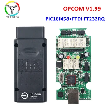 Kokybės OPCOM V1.99 OP COM V1.95 PIC18F458 FTDI Chip Opel Automobilių Diagnostikos Skaitytuvo 