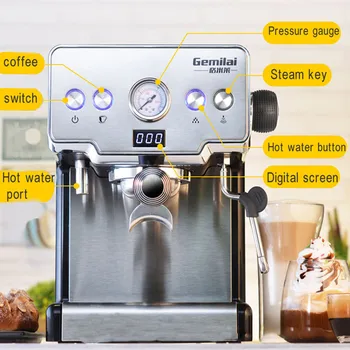 Komercinės Kavos virimo aparatas 15Bars Espresso Kavos Aparatas su Pienu Burbulas Pusiau automatinė italijos Kavos Aparatas