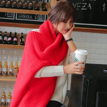 Korėjos rudens žiemos naujas mados vilnos šalikas moterys, merginos ilgai vilnos šalikas šiltas vientisos spalvos pora patogus, aukštos kokybės šalikas