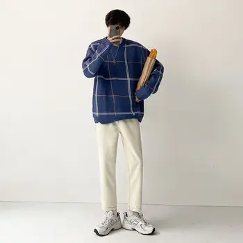 Korėjos Tiesios Kojos Džinsai, vyriški Slim Retro Mados Atsitiktinis Khaki Džinsai Vyrams Streetwear Laukinių Hip-hop Džinsinio audinio Kelnės Mens M-2XL