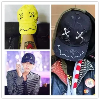 KPOP G-Dragon Smeigtukai Dekoro Beisbolo kepuraitę nuo Saulės Skrybėlę Skylę Dizaino PEACEMINUSONE Gerbėjų Rinkimo t9