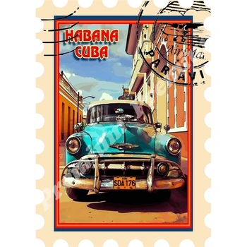 Kuba suvenyrų magnetas derliaus turizmo plakatas