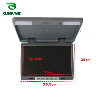 KUNFINE 15.4 COLIŲ Automobilinis Stogo Monitorius LCD Apversti Žemyn Ekrane, Orinės Multimedia Vaizdo Lubų, Stogo mount Ekranas