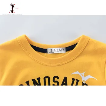 Kung Fu Ant 2018 Naują Pavasario Atsitiktinis Medvilnės Berniukų marškinėliai ilgomis Rankovėmis Dinozaurų Kūdikių Marškinėliai Kūdikių Trišakiai Drabužių Mados Viršūnes Kūdikių