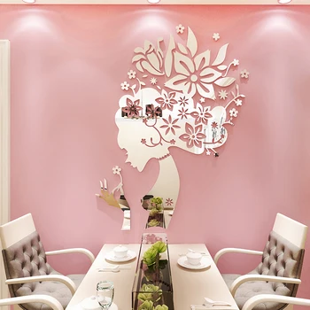 Kūrybos Gėlių Fėja Akrilo 3d stereo sienos lipdukas, restoranas, grožio salonas dekoratyviniai namų dekoro priedai kambarį