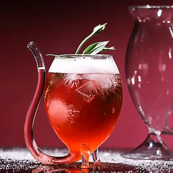 Kūrybos Raudonojo Vyno Kokteilis Stiklo Taurės Viskio Stiklas Atsparus Karščiui Stiklo Puodelis Su Šiaudų Šalto Gėrimo Namų Šaliai Naktinis Baras