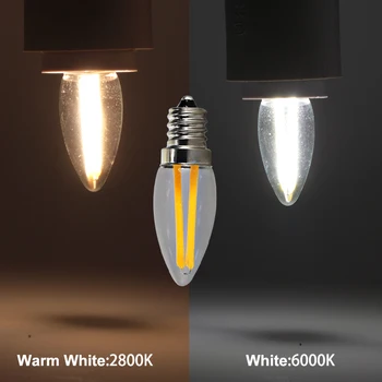 Lampada led šviesos gijų E12 110v, 220v, mini 2W lemputė cob (chip mažas energijos taupymo lempa namų sienos žibintas, liustra apšvietimo