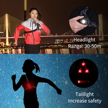 Lauko Sporto LED Naktį Veikia Šviesos USB Įkrovimo Patvarus, Kompaktiškas Krūtinės Lempos Saugos Bėgiojimas Įspėjamoji Lemputė Dviračių Fakelas