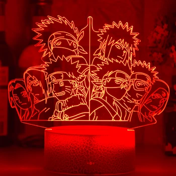 Led Nakties Šviesos Japonų Anime Naruto Komanda 7 Obito Uchiha Kakashi Hatake Nin Nohara Sasuke Sakura Haruno Lentelė 3d Lempos Miegamasis