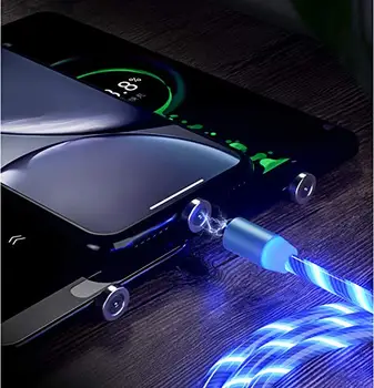 LED Teka Magnetinio Įkroviklio Kabelį Šviesą Telefono Įkrovimo Kabelis Greitai Prisijungti 3 in 1 USB Suderinamas su C Tipo 