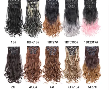 Leeons Mados 16Clips Hairpiece Sintetinių Plaukų Pratęsimo Įrašą Moterų Plaukų 1Pcs Sintetinių Tiesūs Plaukai Ombre Rožinė, Violetinė Mėlyna