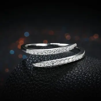 LEKANI 925 Sterlingas Sidabro Vestuvių Žiedas, Papuošalų Reguliuojamas Atidarymo Sklandžiai Cirkonis Žiedai Moterims Osioms Šalies Fine Jewelry