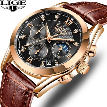 LIGE 2020 Naują Aukščiausio Prabangos Prekės ženklo Vyrai Laikrodžiai Vyrų Laikrodžiai Datą Sporto Karinės Riešo žiūrėti Odinis Dirželis Kvarcas Verslo Vyrų Žiūrėti