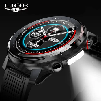 LIGE 2021 IP68 Vandeniui Smart Watch Vyrų EKG Širdies ritmas, Kraujo Spaudimo Monitorius LED Žibintuvėlis 1.3 Visiškai Jutiklinis Ekranas smartwatch