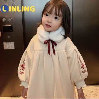 LINLING 2021 m. rudens ir žiemos dress Europos stiliaus Kinijos medvilnės Suknelė, sijonai, antikvariniai baby girl princesė dress P732