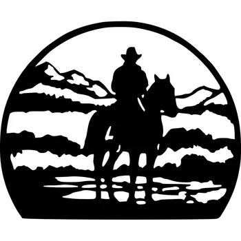 Lone Ranger Kalnų Jodinėjimas Žirgais Lipdukas Aukštos Kokybės Automobilių Apdailos Asmenybės Vandeniui PVC Lipdukas Juodas/Baltas, 20cm*16cm