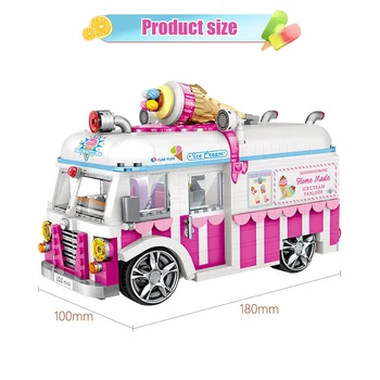 LOZ Mini Blokai Ice Cream Van Rožinė Automobilių Tortas Autobusų Sunkvežimio Modelį Švietimo Žaislai Mergaitėms Kūrėjas Draugais 1244pcs Plytos