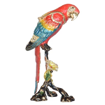 Macaw Papūga Pakabukas Lauke Emaliuotas Dangtis Papuošalų Dėžutė Alavo Ornamentais Dovanos Paukščių Statulėlės, Pratybos