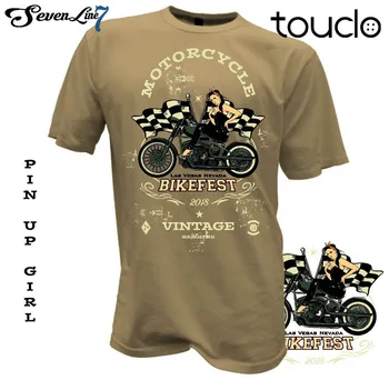 Mada Karšto T-Shirt Cafe Racer Dviratininkas Kaukolė Motorrad Rokeris Custom, Chopper, Pin Up unisex motociklo marškinėliai