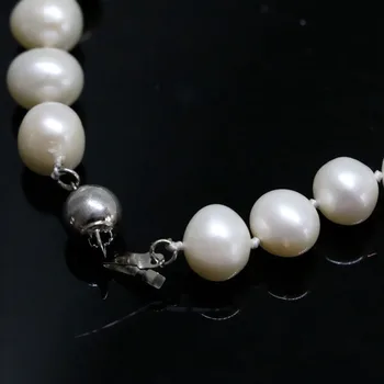 Madinga gėlo vandens dirbtiniu būdu išauginti perlai white pearl apie natūralių apvalių karoliukų karoliai 7-8,8-9mm elegantiškas fine jewelry 18inch B1462