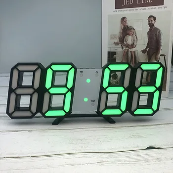 Mados 3D Didelis Skaitmeninis LED Sieninis Laikrodis Data ir Laikas Celsijaus naktinė lempa Ekranas Lentelė Darbalaukio Laikrodžius, Žadintuvas Nuo Gyvenamasis Kambarys