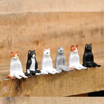 Mados 6Pcs Katė Lėlės Vaikų Žaislai Mielas Mini Pvc Gyvūnų Modelio Veiksmų Skaičius, Animacinių filmų Kūrybos Katės Papuošalai Dovanos