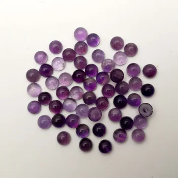 Mados gamtos violetinė crystal akmens karoliukai žavesio 8mm amethysts turas cabochon nr. skylę papuošalai, Aksesuarai, didmeninė 50pcs