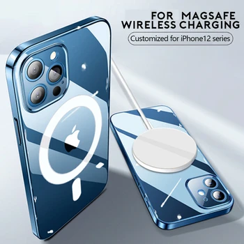 Magnectic Atveju iPhone 12 Pro Max 12 Mini Atveju Magsafe Belaidžio Įkrovimo atsparus smūgiams Visišką Apsaugą PC+TPU Dangtis