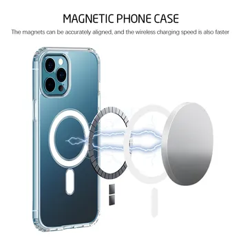 Magnetinio Telefono dėklas Skirtas iphone 12 Pro Skaidrus, Max Mini 12Pro Už Magsafing Belaidžio Įkrovimo Aišku, oro Pagalvė Coque