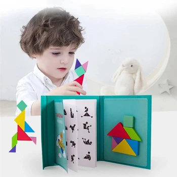 Magnetinė 3D Dėlionė, Dėlionės Tangram Mąstymo Mokymo stalo Žaidimai, Žaislai, Vaikų Mergaičių Švietimo Montessori Dovana Vaikams