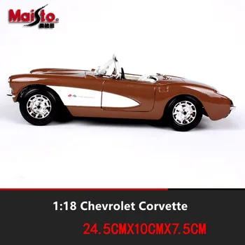 Maisto 1:18 1957 Chevrolet Corvette liejimo Lydinio Automobilio Modelį Klasikinis Dekoravimo, dovanų Kolekcija