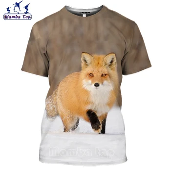 Mamba viršuje Fox Marškinėliai 3D Slapčia Gyvūnų vyriški marškinėliai Karšto trumpomis Rankovėmis Vyrams Marškinėlius Sporto Mielas Vulpes Hip-Hop Moterų Palaidinukė E020-1